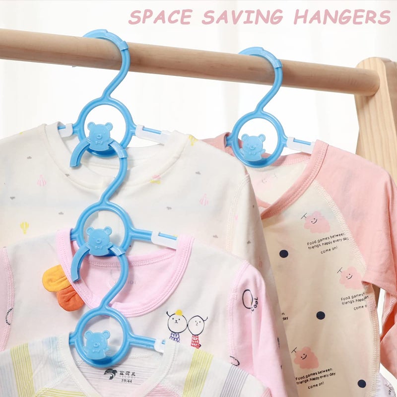 MJRASG 40 Pack Baby Hangers For Closet Plastic Kids Hangers Clothes Space Saving Hangers Non Slip Extendable Baby Hangers For Nursery Toddler Heavy Duty Clothing Hangers Bulk  Blue - Image 5