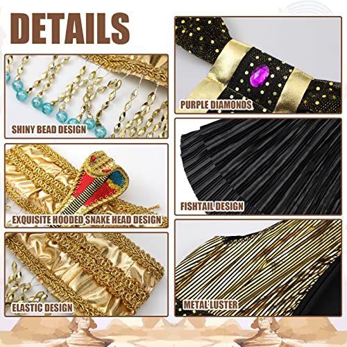 JenPen Egyptian Costume Women Queen Golden and Headband Snake Beaded Headpiece, Women's Egyptian Costume Accessories for Halloween Cosplay - Image 4