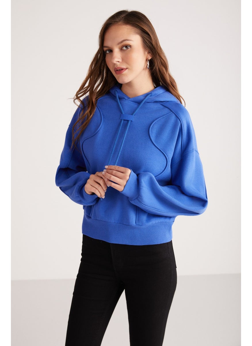 Kennedy Women's Polar Fleece Soft Hooded Piping Detailed Comfort Fit Blue Sweatshirt - pzsku/Z46475BEA1E3565D3F87CZ/45/_/1732097682/6cfb71ca-f909-4e9a-8f41-53299e892466