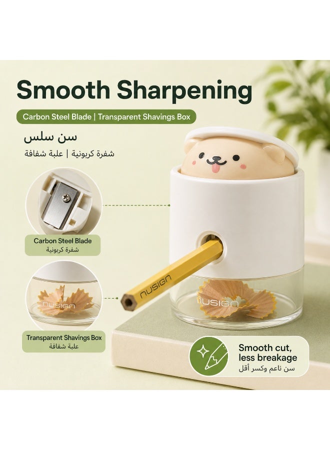 نيوساين مبراة أقلام يدوية بتصميم لطيف منبثق، شفرة من الفولاذ الكربوني، علبة نشارة شفافة، مناسبة لأقلام 6.9–8 مم، 3 ألوان - Image 4