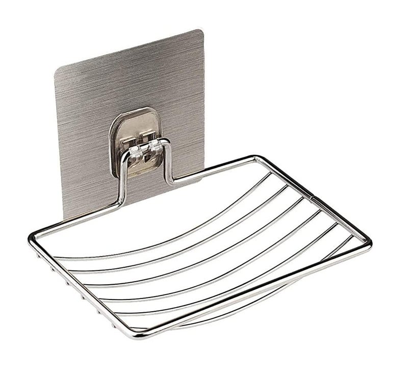 LISHER 1 Layer Soap Holder Set Single Layer Stand for Bathroom Shower Wall Kitchen Sink with Self Adhesive Sticker Storage Rack Hanging Waterproof Dish Box (Pack of 1) - Image 1