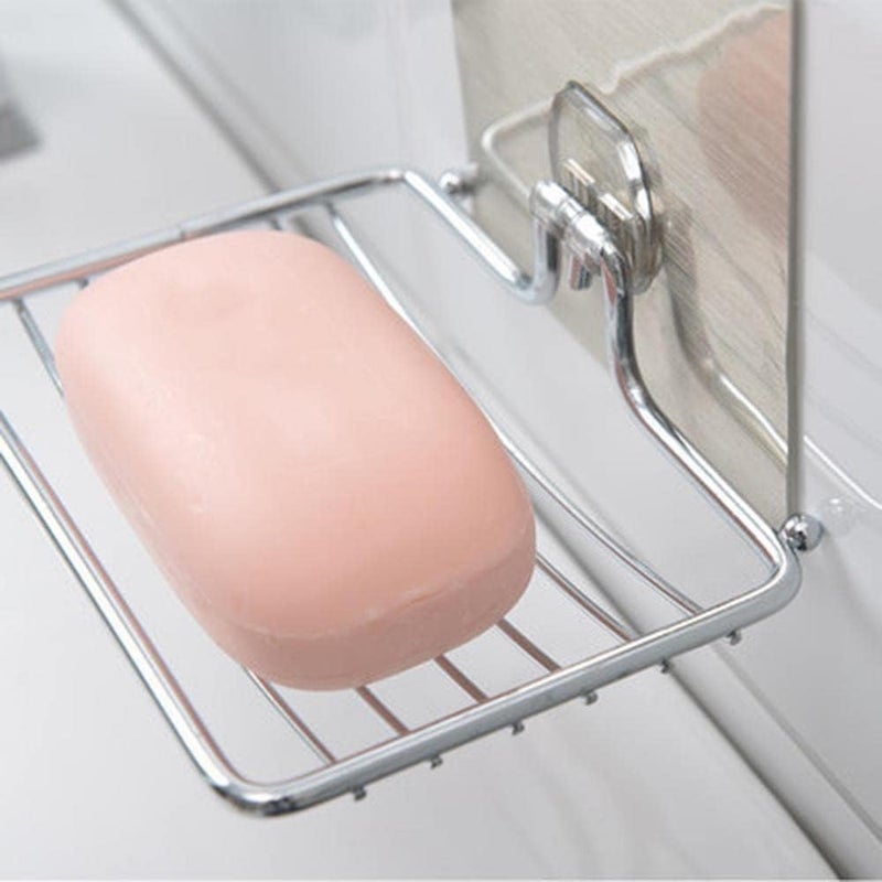 LISHER 1 Layer Soap Holder Set Single Layer Stand for Bathroom Shower Wall Kitchen Sink with Self Adhesive Sticker Storage Rack Hanging Waterproof Dish Box (Pack of 1) - Image 3