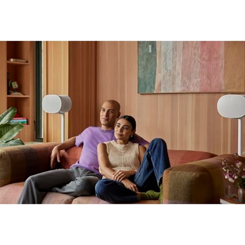 Era 300 Stand Pair WW White for home audio setup, aluminum construction, white finish, stable and sleek design - Image 3