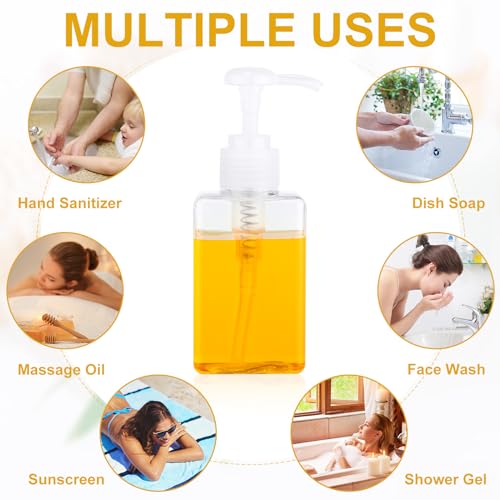 Domensi 24 Pcs 100ml /3.4 oz Pump Bottle Mini Travel Bottles Small Dispenser Containers Plastic Pump Lotion Dispenser Empty Square Travel Size Containers Toiletries (Clear) - Image 4