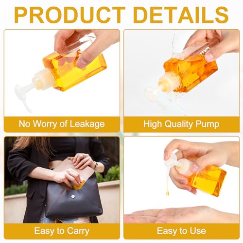 Domensi 24 Pcs 100ml /3.4 oz Pump Bottle Mini Travel Bottles Small Dispenser Containers Plastic Pump Lotion Dispenser Empty Square Travel Size Containers Toiletries (Clear) - Image 3