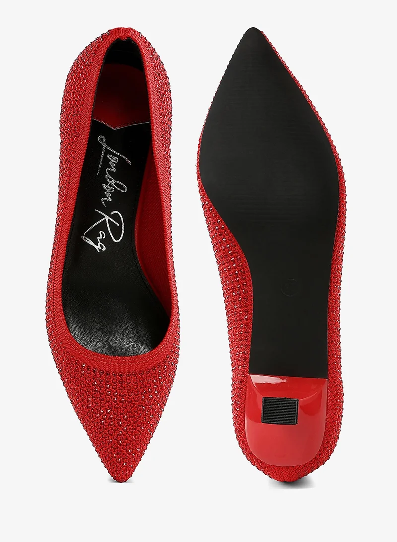 London Rag Red Breathable Flyknit Rhinestone Pumps in Red for Women | Best Price UAE