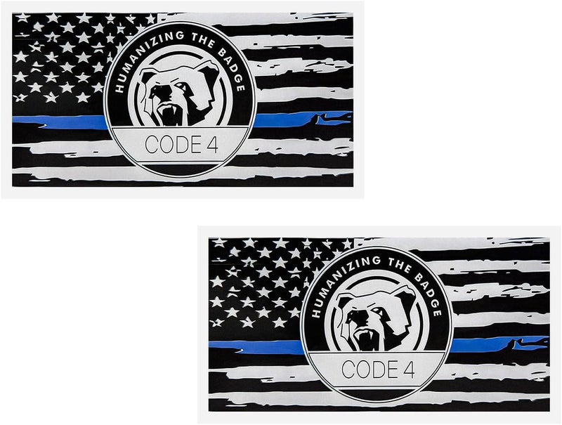 FSTURIOS 2PCS Thin Blue Line Sticker Code 4, Police Support Sticker American Flag Thin Line Decal, Waterproof Thin Line Flag Stickers Support Law Enforcement for Car Window Laptop (Small) Salt resistant coating - Image 1