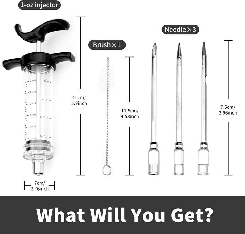 PRAMANTA Marinade Sauce Injector Syringe BBQ Grill Smoker Spice Syringe Anti-Break Meat Injector Kit for Home Hotel Restaurant Kitchen Cooking (1Pcs) - Image 4