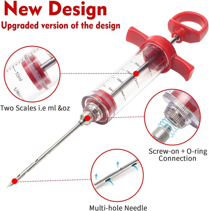 PRAMANTA Marinade Sauce Injector Syringe BBQ Grill Smoker Spice Syringe Anti-Break Meat Injector Kit for Home Hotel Restaurant Kitchen Cooking (1Pcs) - Image 5