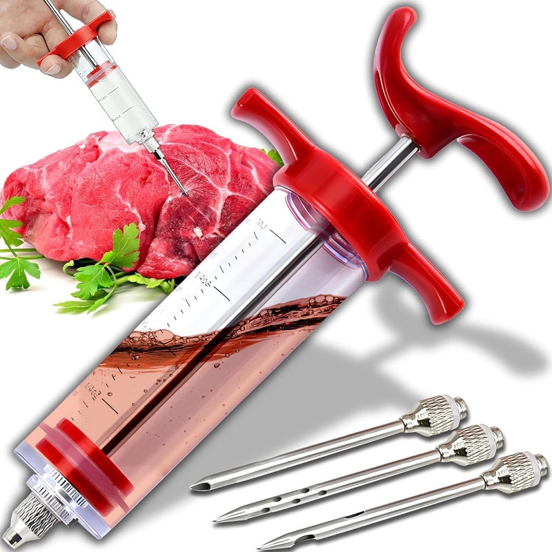 PRAMANTA Marinade Sauce Injector Syringe BBQ Grill Smoker Spice Syringe Anti-Break Meat Injector Kit for Home Hotel Restaurant Kitchen Cooking (1Pcs) - Image 1