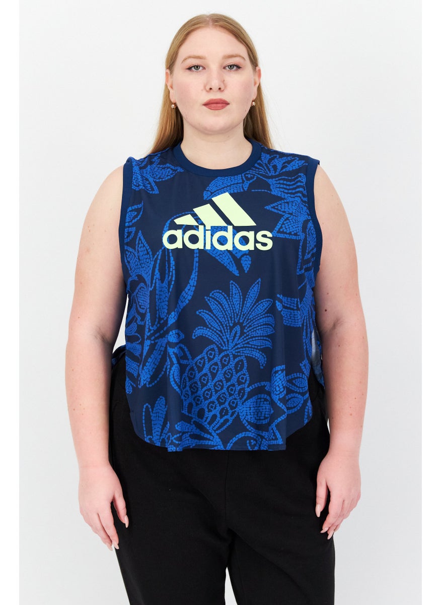 Adidas - Women Sportswear Fit Brand Logo Training Top, Blue - Image 1