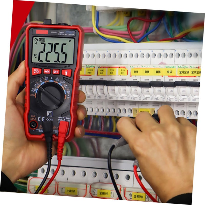 Jojofuny مقياس متعدد رقمي للسيارات لاختبار جهد التيار المتردد والتيار المستمر مع مصباح يدوي أداة كهربائية مدمجة - Image 5