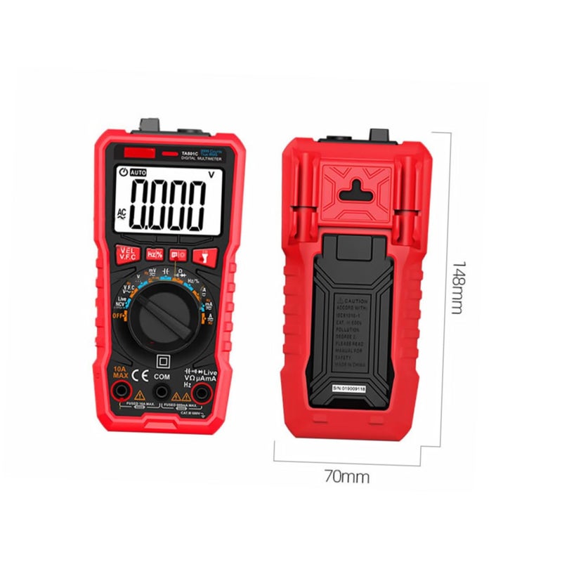 Jojofuny مقياس متعدد رقمي للسيارات لاختبار جهد التيار المتردد والتيار المستمر مع مصباح يدوي أداة كهربائية مدمجة - Image 3