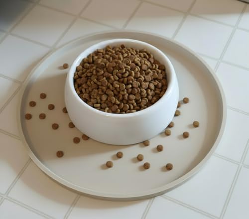 Arespark Cat Food Mat, Set of 2 Nonslip Waterproof Feeding Bowl Silicone Mats with Raised Edges for Food Water Prevent Spills, Round Eating Plates Tray for Dog Cat Puppy Kitten, 8'' x 8'' - Image 3
