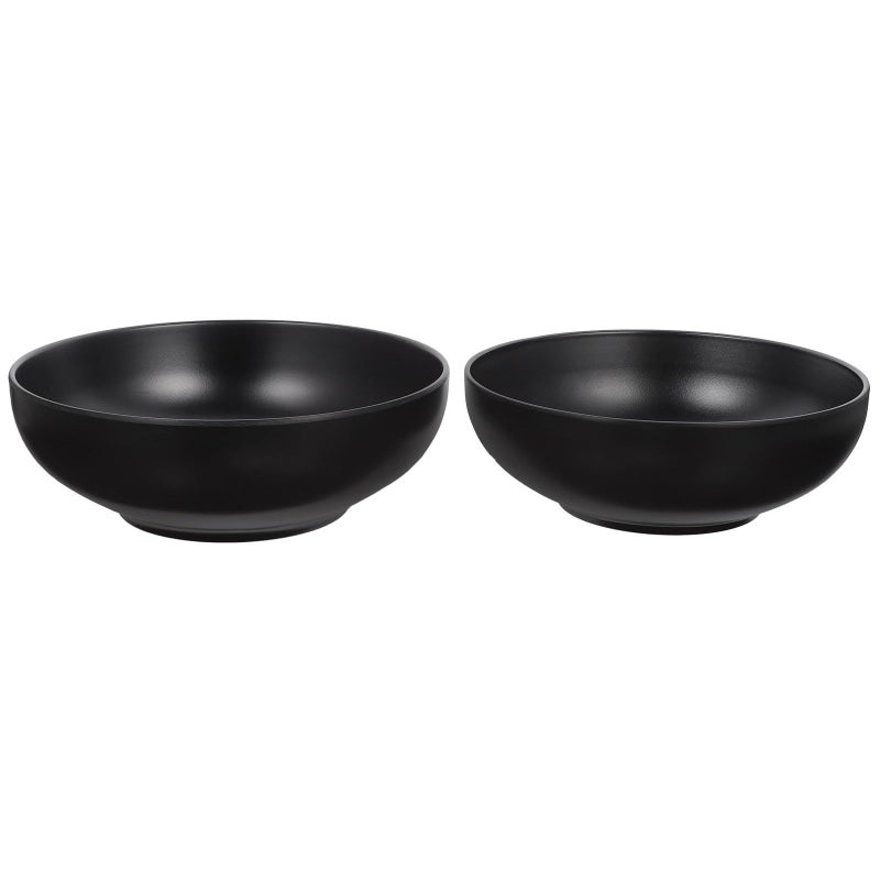 Melamine Ramen Noodle Bowls Set 2pcs Black Matte Japanese Style Kitchen Dining Tableware - Image 2