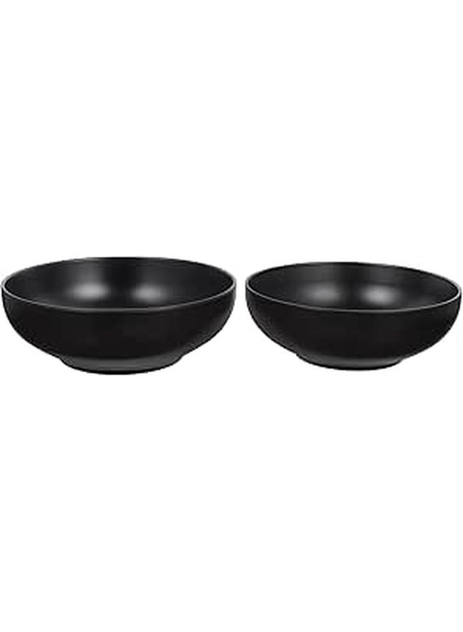 Melamine Ramen Noodle Bowls Set 2pcs Black Matte Japanese Style Kitchen Dining Tableware - Image 1