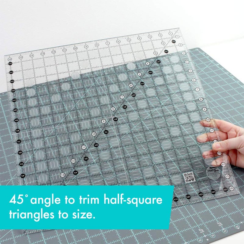 Creative Grids Quilt Ruler 16-1/2in x 16-1/2in Square – CGR16 – Made in USA, Non-Slip Grip Acrylic Quilting, Sewing, Crafting, Patchwork Ruler for Measuring & Cutting Fabric - Image 4