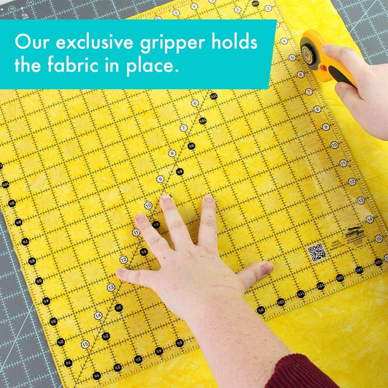 Creative Grids Quilt Ruler 16-1/2in x 16-1/2in Square – CGR16 – Made in USA, Non-Slip Grip Acrylic Quilting, Sewing, Crafting, Patchwork Ruler for Measuring & Cutting Fabric - Image 3