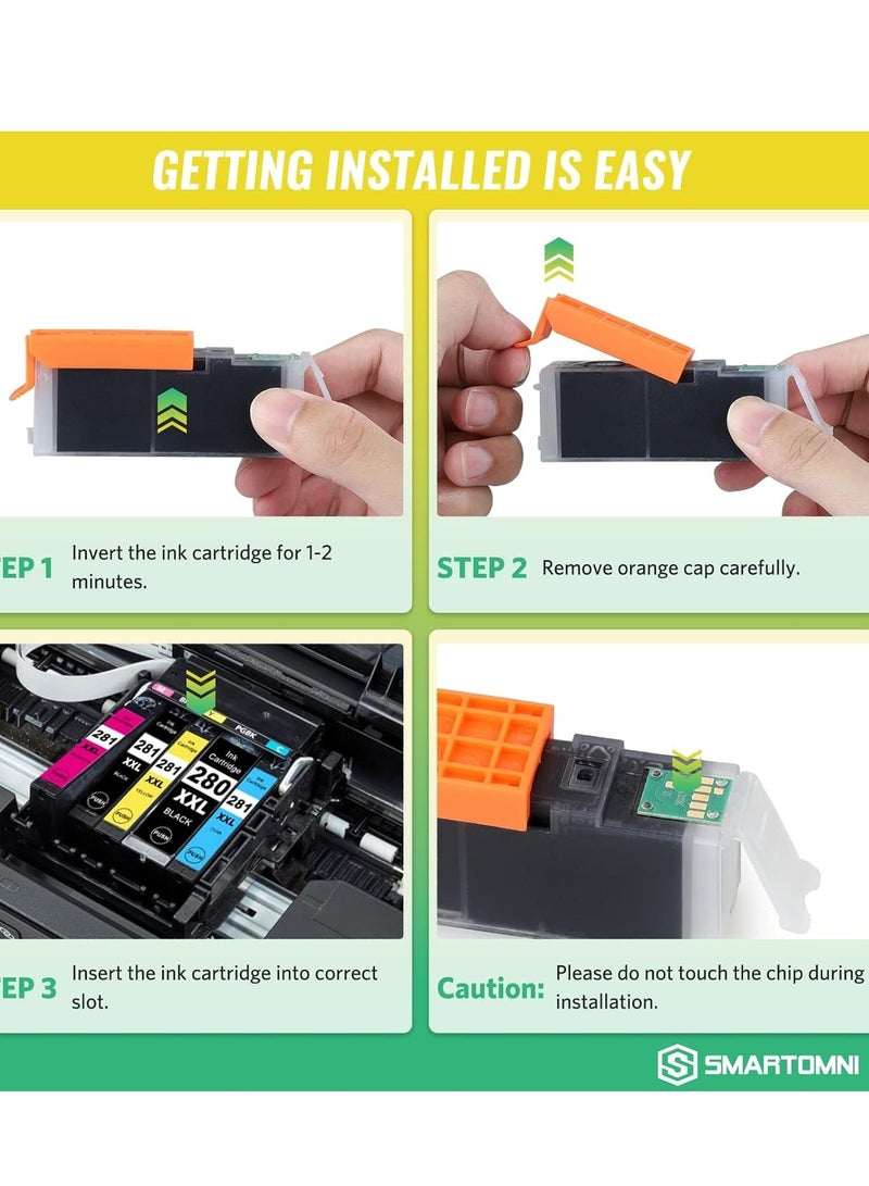 Compatible Ink Cartridges for Canon 280 281XXL PGI280XXL CLI281XXL 5 Pack for PIXMA TS Series Printers - Image 5