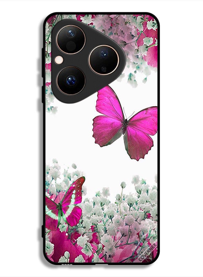 Covernex Huawei Pura 80 Protective Case Cover Beautiful Butterflies And Small Roses - Image 1