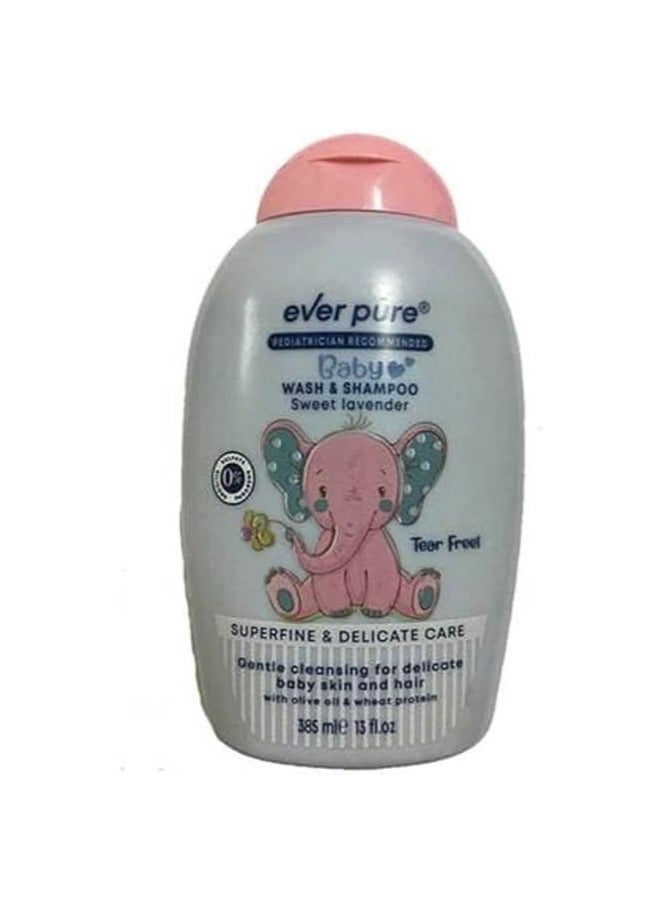 Ever pure wash & shampoo pure baby for kids 385ml