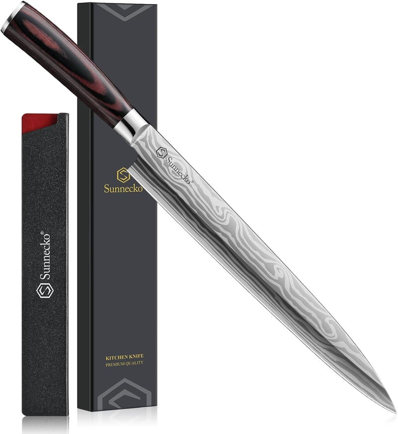 Sunnecko 10.5 inch Sashimi Knife,High Carbon Stainless Steel Japanese Sushi Knives,Yanagiba Knife with Knife Sheath and Gift Box - Image 1