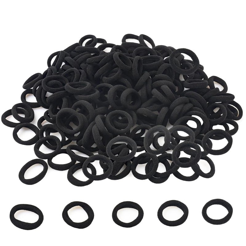 Elina 100 Pcs Baby Hair Ties for Girls and Kids Soft Premium Cotton Mini Elastic Rubber Bands Stretchable Non-Slip Small Ponytail Holder Tiny Scrunchies (Black Color) (Pack of 100) - Image 5