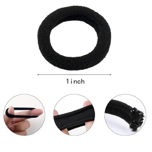 Elina 100 Pcs Baby Hair Ties for Girls and Kids Soft Premium Cotton Mini Elastic Rubber Bands Stretchable Non-Slip Small Ponytail Holder Tiny Scrunchies (Black Color) (Pack of 100) - Image 4