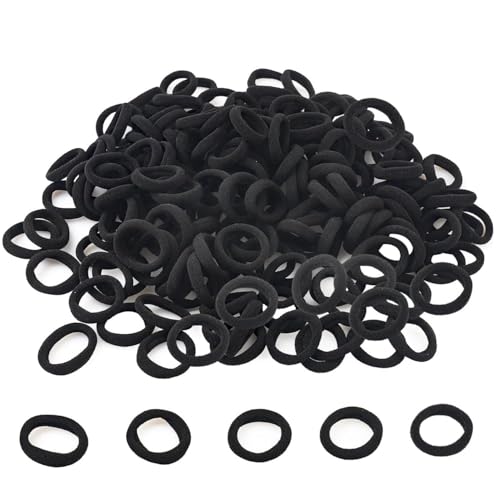 Elina 100 Pcs Baby Hair Ties for Girls and Kids Soft Premium Cotton Mini Elastic Rubber Bands Stretchable Non-Slip Small Ponytail Holder Tiny Scrunchies (Black Color) (Pack of 100) - Image 1