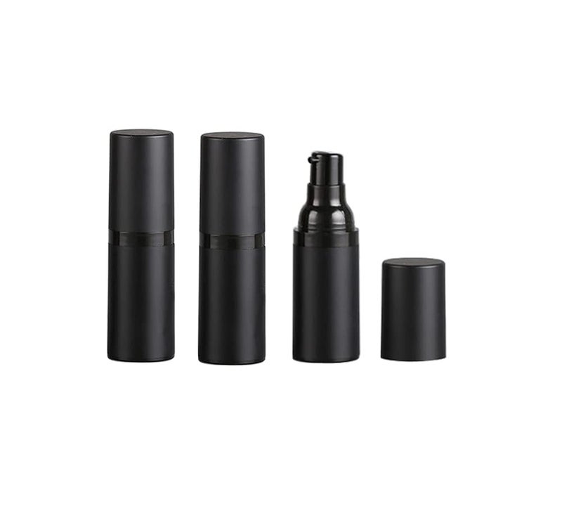 Wresty 3 Pack Black Airless Pump Bottle Travel Lotion Bottles Cosmetic Cream Bottle Vacuum Pump Bottles Makeup Dispenser Container (15ml/0.5oz) - Image 1