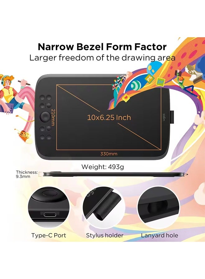 UGEE M908 Graphics Drawing Tablet 10 Inch 8 Hot Keys Scroll Wheel 16K Levels Pressure Compatible for Windows Mac Android - Image 2
