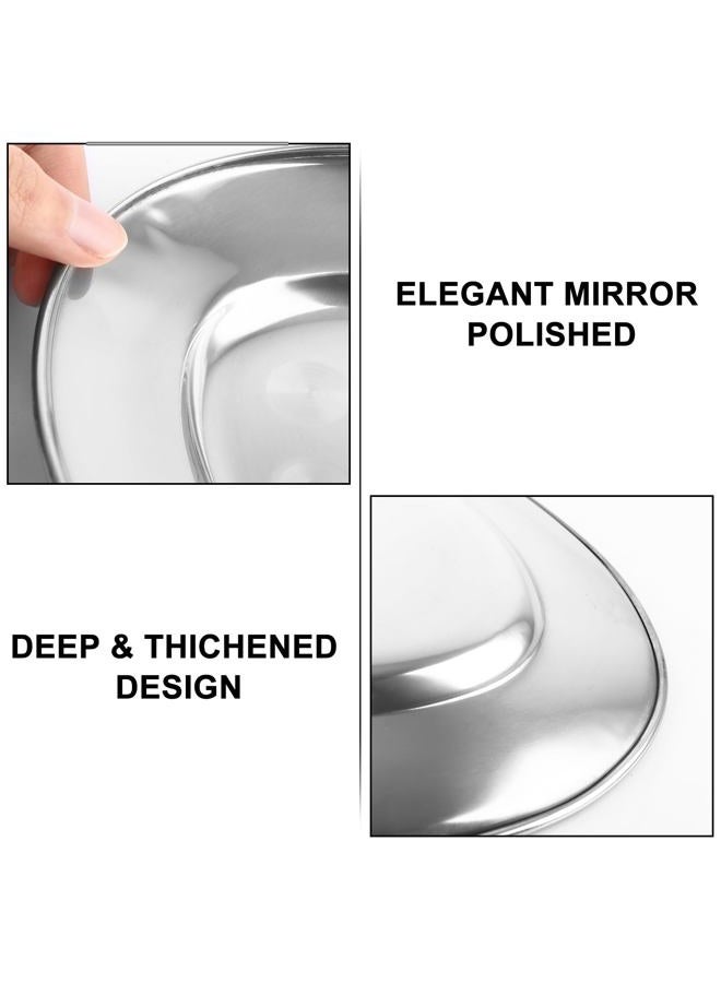 AKOLAFE 8PCS Large Stainless Steel Sizzle Platter Food Serving Trays for Party Buffet Oval Serving Platter Set Decorative Silver Plates Metal Long & Deep Sizzler Plates for Sushi Appetizer Table Dish - Image 4