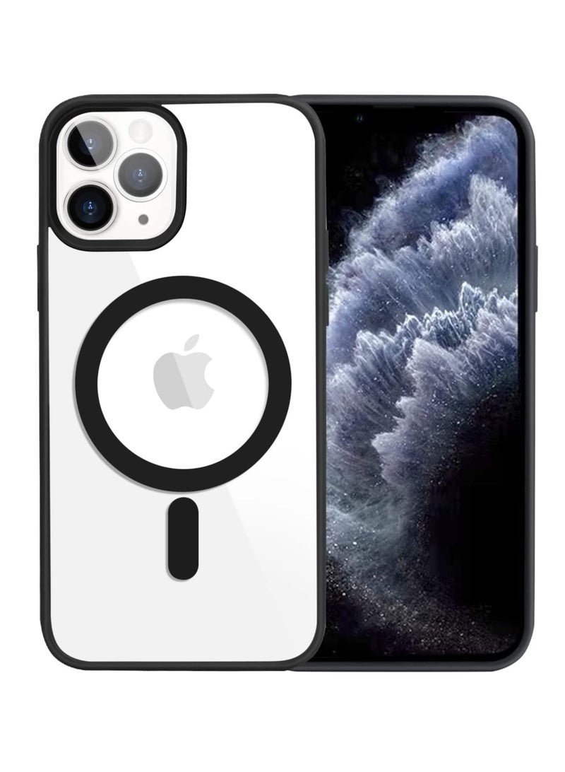 تين تك جراب حماية شفاف مغناطيسي متوافق مع ماج سيف لموبايل ايفون 11 برو / iPhone 11 Pro مضاد للصدمات والخدوش (اسود) جراب خلفي سيليكون من تين تيك - Image 1