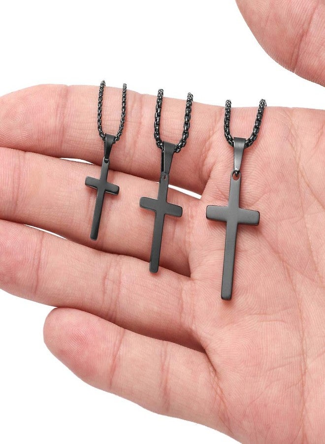 MONOZO Cross Necklace for Men - Black Steel Plain Cross Pendant with Chain - Men's Simple Jewelry - 24 Inch - Image 5