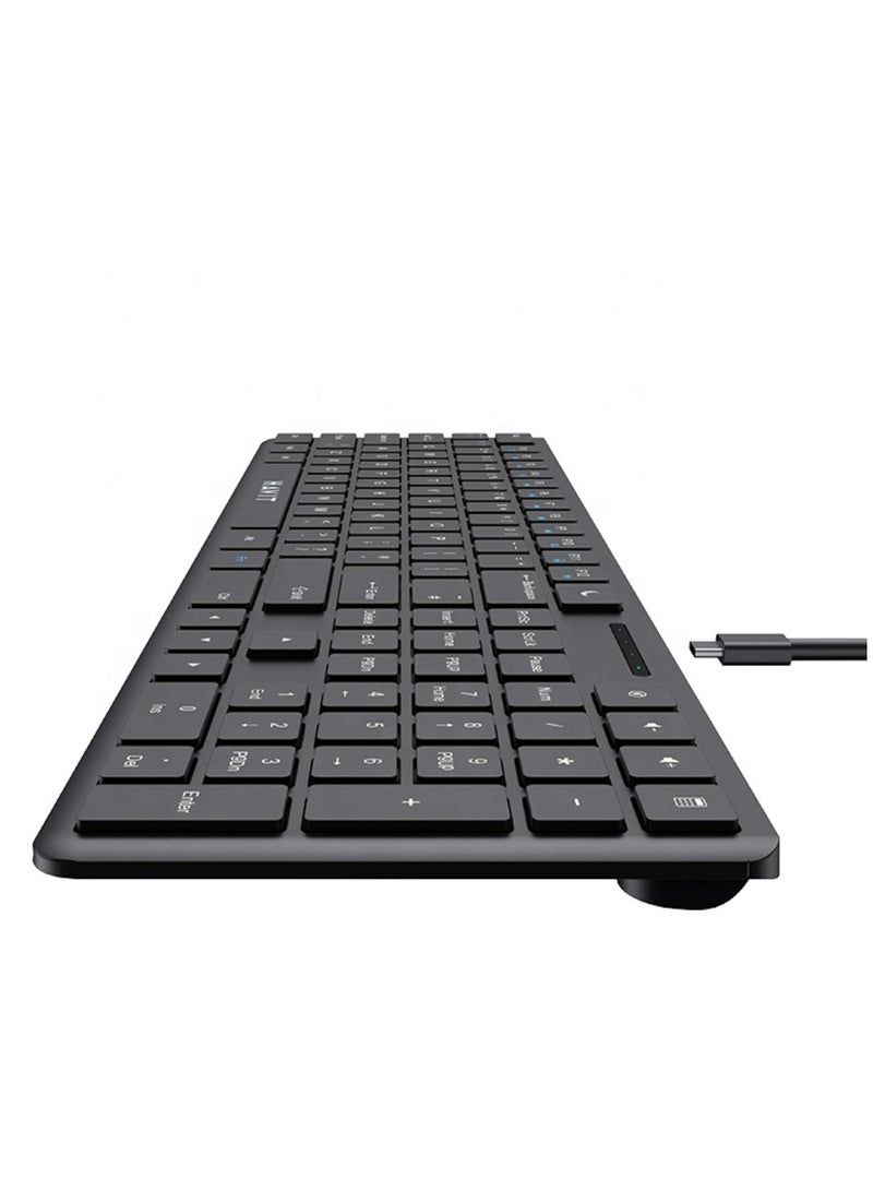 havit Ultra Slim USB-C Wired Keyboard with Quiet Typing and Number Pad, Full-Size, Low-Profile Scissor Switches, Detachable Cable, Multimedia Shortcuts, Ergonomic Portable Design, Compatible with Windows, Mac, Android, Linux, iPadOS - Ideal for Office, Home, Travel, and Remote Working - Image 5