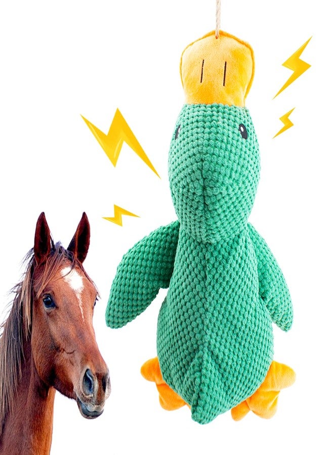 OOXYG Horse Toys Squeaky Squeeze Plush Duck, Interactive Squeaky Duck Toy for Horses to Play with, Hanging Plush Enrichment Toys for Horses Goat to Prevent Boredom-Green - Image 1