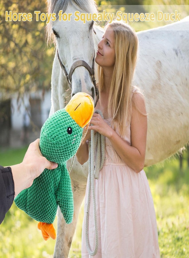 OOXYG Horse Toys Squeaky Squeeze Plush Duck, Interactive Squeaky Duck Toy for Horses to Play with, Hanging Plush Enrichment Toys for Horses Goat to Prevent Boredom-Green - Image 4