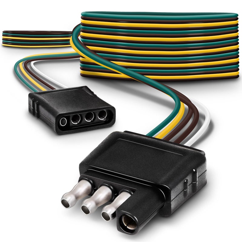 ONLINE LED STORE True Mods 4 Pin Flat Trailer Light Wiring Harness Kit [Wishbone-Style] [SAE J1128 Rated] [25' Male & 4' Female] [18 AWG Color Coded Wires] 4 Way Flat 5 Wire Harness for Utility Boat Lights - Image 5