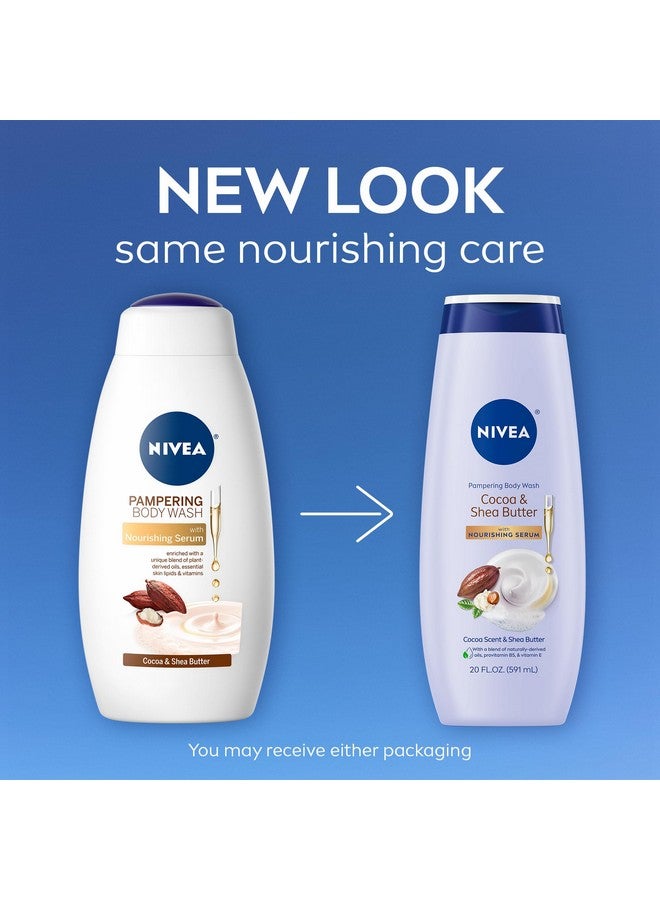 NIVEA Cocoa and Shea Butter Pampering Body Wash with Nourishing Serum, 20 Fl Oz Bottle - Image 2