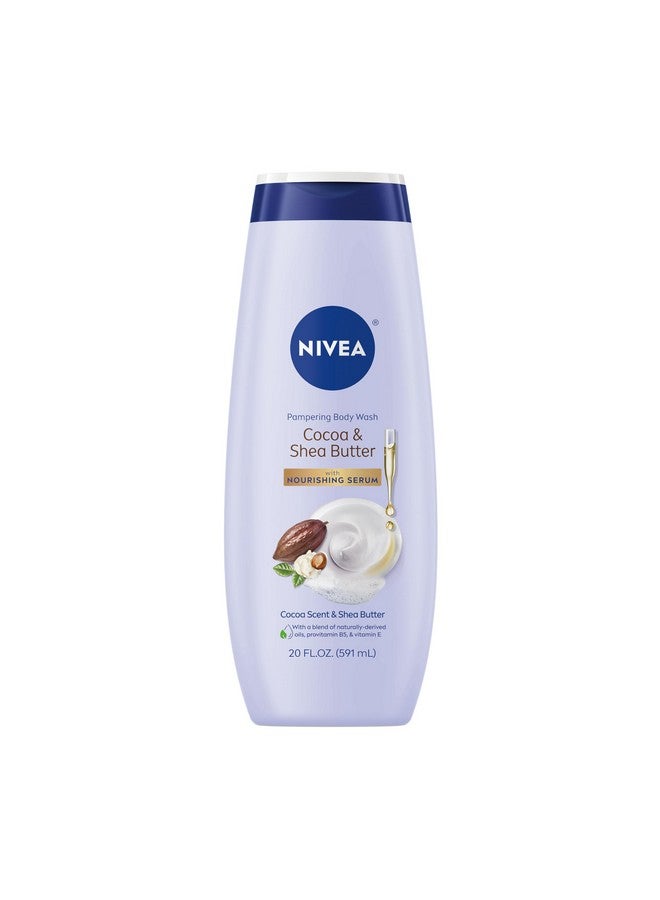 NIVEA Cocoa and Shea Butter Pampering Body Wash with Nourishing Serum, 20 Fl Oz Bottle - Image 1