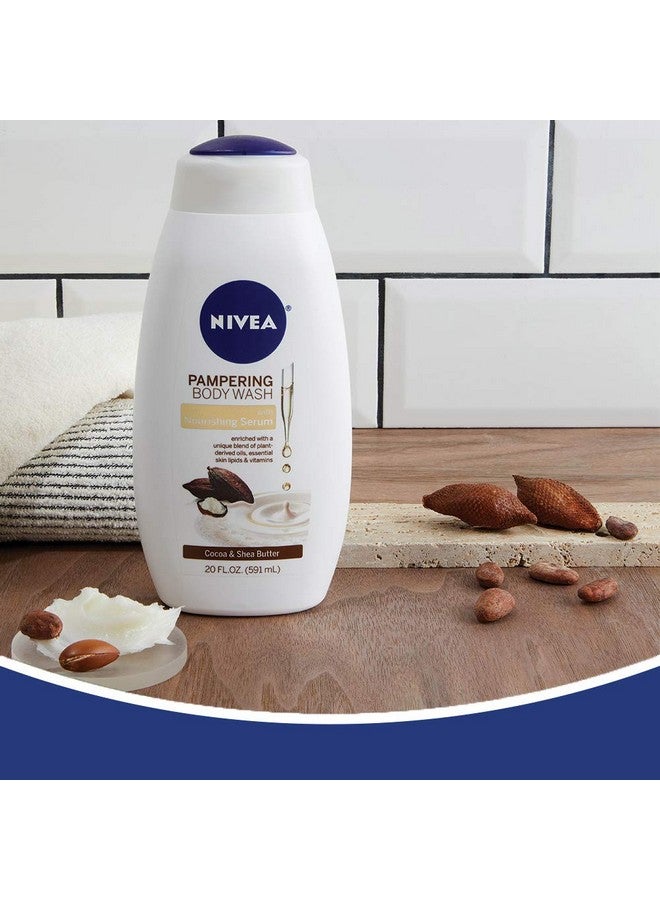 NIVEA Cocoa and Shea Butter Pampering Body Wash with Nourishing Serum, 20 Fl Oz Bottle - Image 4