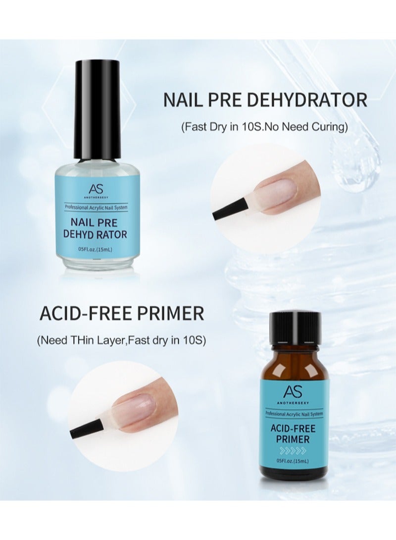 AS Nail Primer and Dryer Set, Nail Prep Dehydrator，Professional Acid Free Nail Polish, Air Dry Long Lasting Nail Polish for Acrylic Nails and UV Gel Nail Polish Powder - Image 3