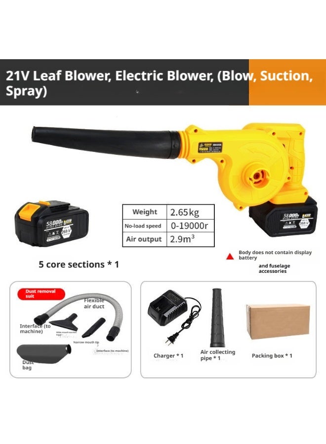 Halamine 21V Leaf Blower，Electric Blower，Air Blower And Suction Vacuum,With Collection Bag, For Home And Garden, Yellow - Image 1