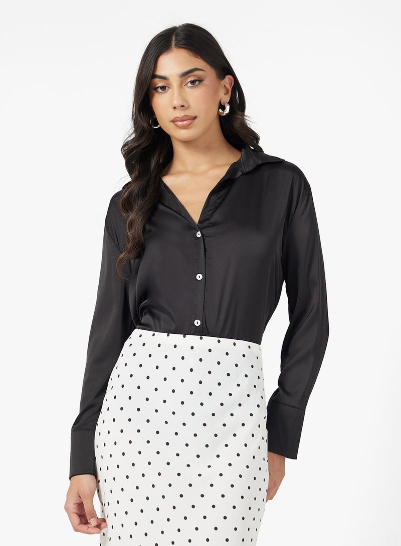 FYOR Classic Black Button-Up Shirt – Long Sleeve with Collar - Image 1