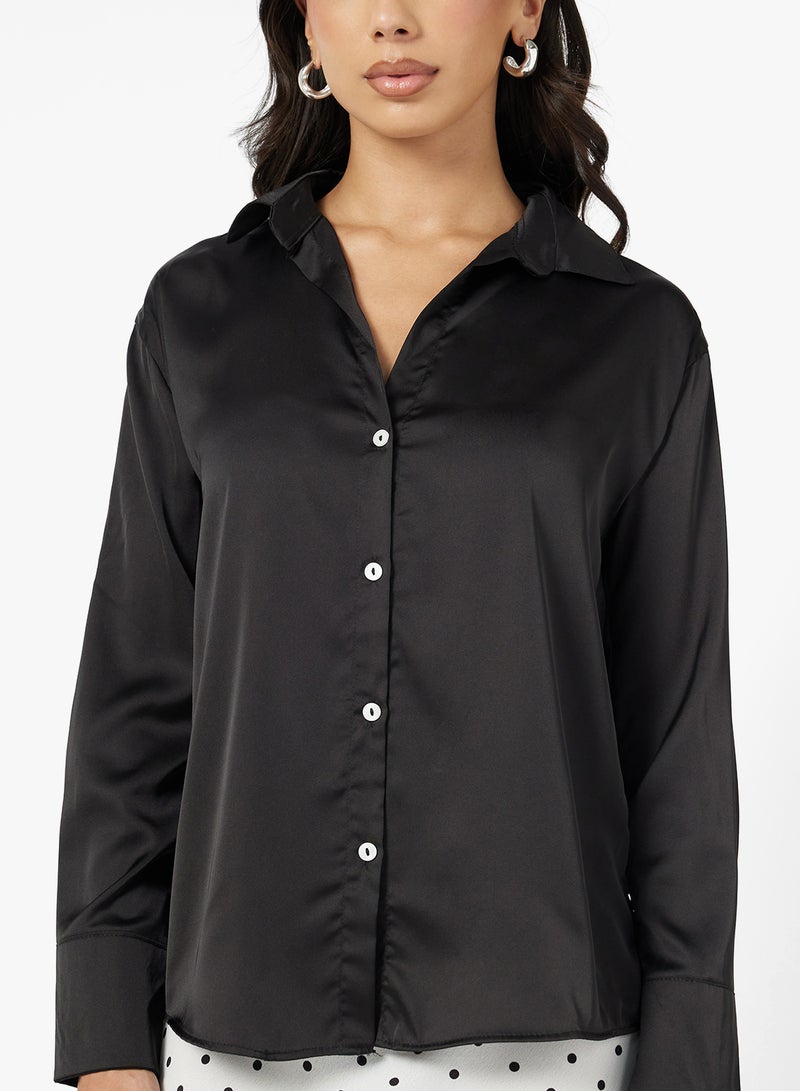 FYOR Classic Black Button-Up Shirt – Long Sleeve with Collar - Image 3