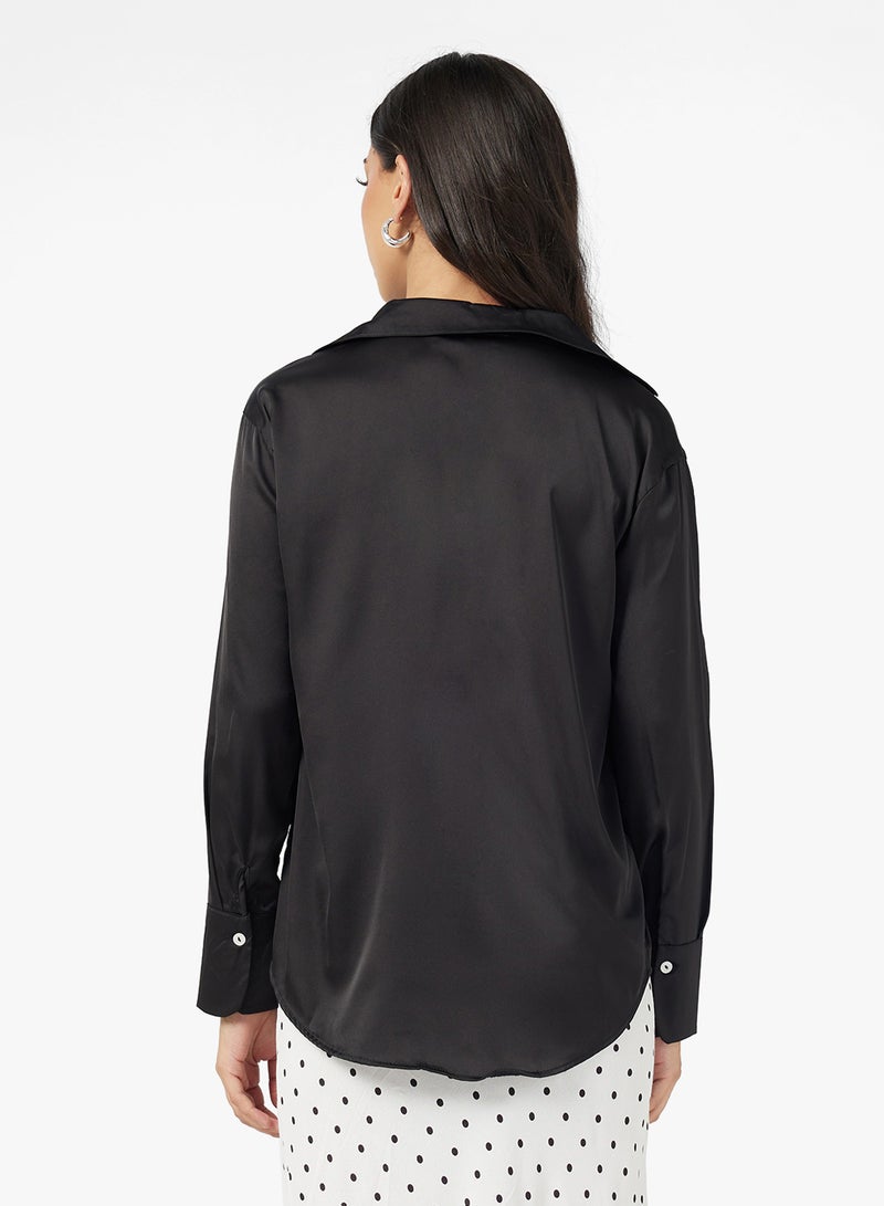 FYOR Classic Black Button-Up Shirt – Long Sleeve with Collar - Image 2