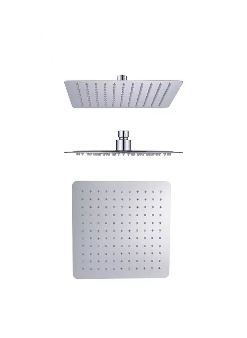 general Rain Shower Head Stainless Steel Square Ultrathin High Pressure Bathroom Shower 10 inch 25 x 25cm Silver