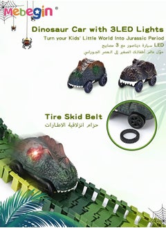 MEBEGIN 156PCS Dinosaur Race Track Toys Set, Dinosaur-themed Car Toys, Flexible Dinosaur Track Toy Set with 2 Dinosaurs Figures, 2 Dinosaur Cars, 144 Track Pieces and Other Accessaries, Educational Toys Gift for Kids  - Image 5