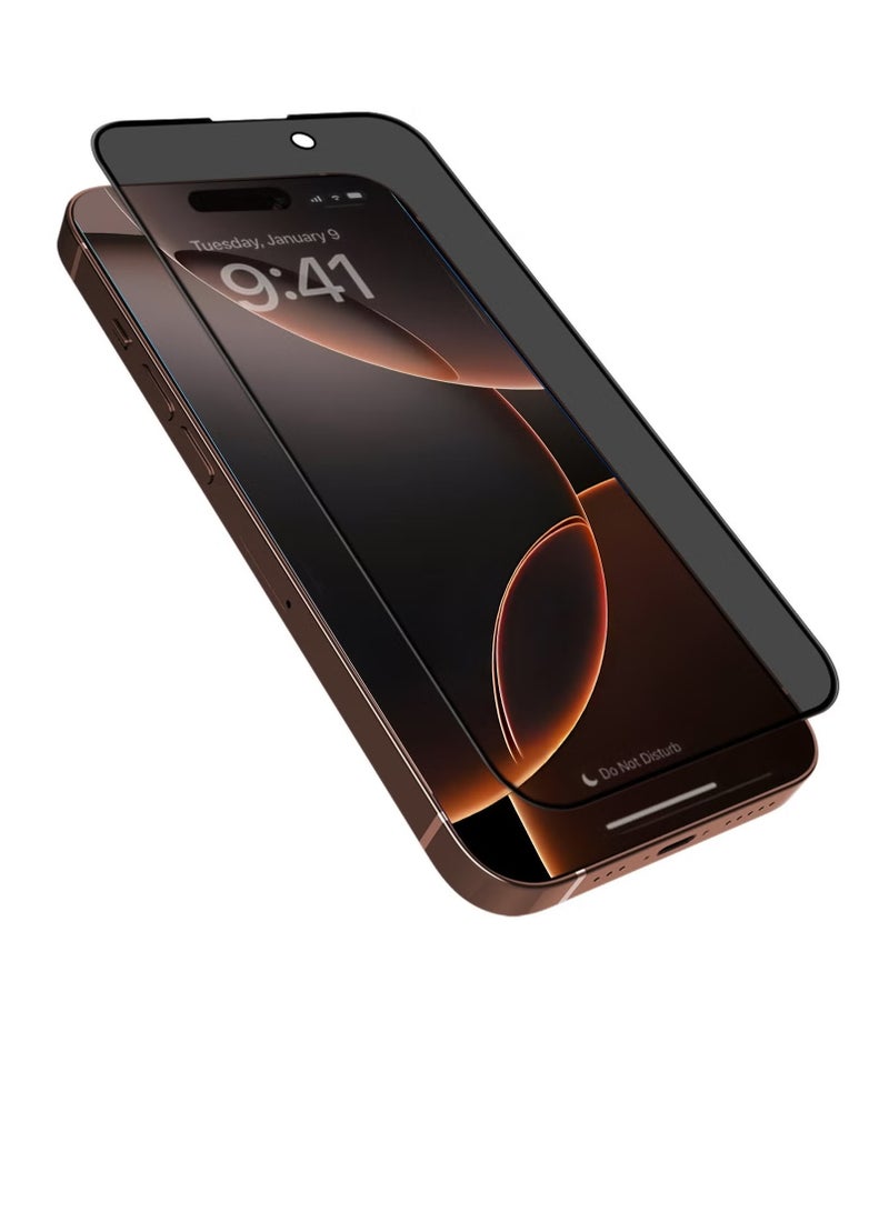 Privacy Screen Protector For iphone 16, 9H Tempered Glass for Ultimate Durability & Security- Black - Image 1