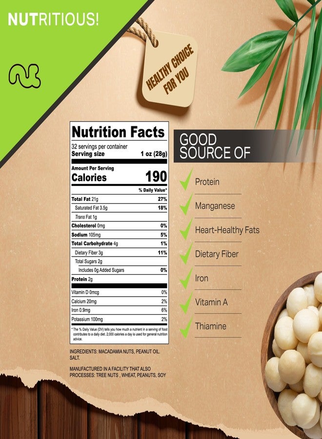 NUT CRAVINGS - Roasted & Salted Macadamia Nuts - No Shell, (32oz - 2 LB) Bulk Nuts Packed Fresh in Resealable Bag - Healthy Protein Food Snack, Food Assortments Hazelnut - Image 3